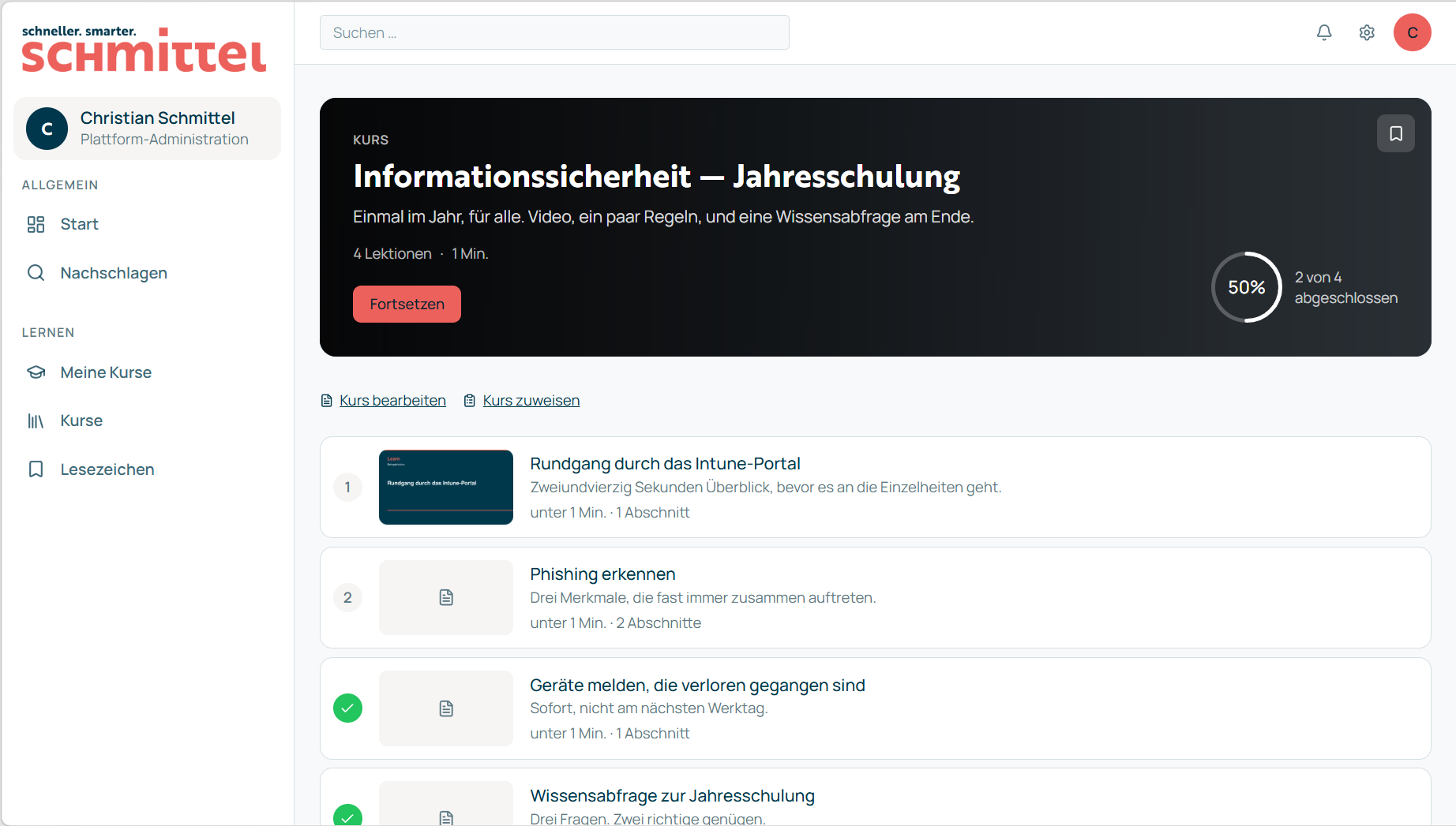 Kurz, konkret, mit Wissensabfrage.